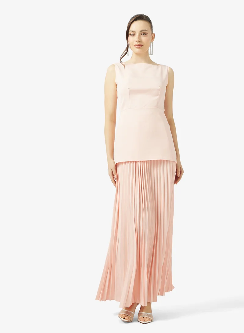 Ginger Structured Dropwaist Pleat Detail Dress